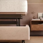 Close-up van een twijfelaar hoog-laag bed 120x200 cm.