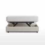 Zijaanzicht van hoog-laag bed in rechte positie.