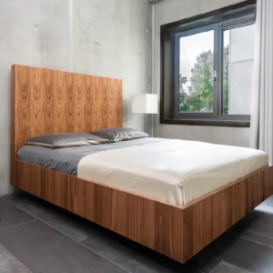 houten design bed noten kwartiers/dosse