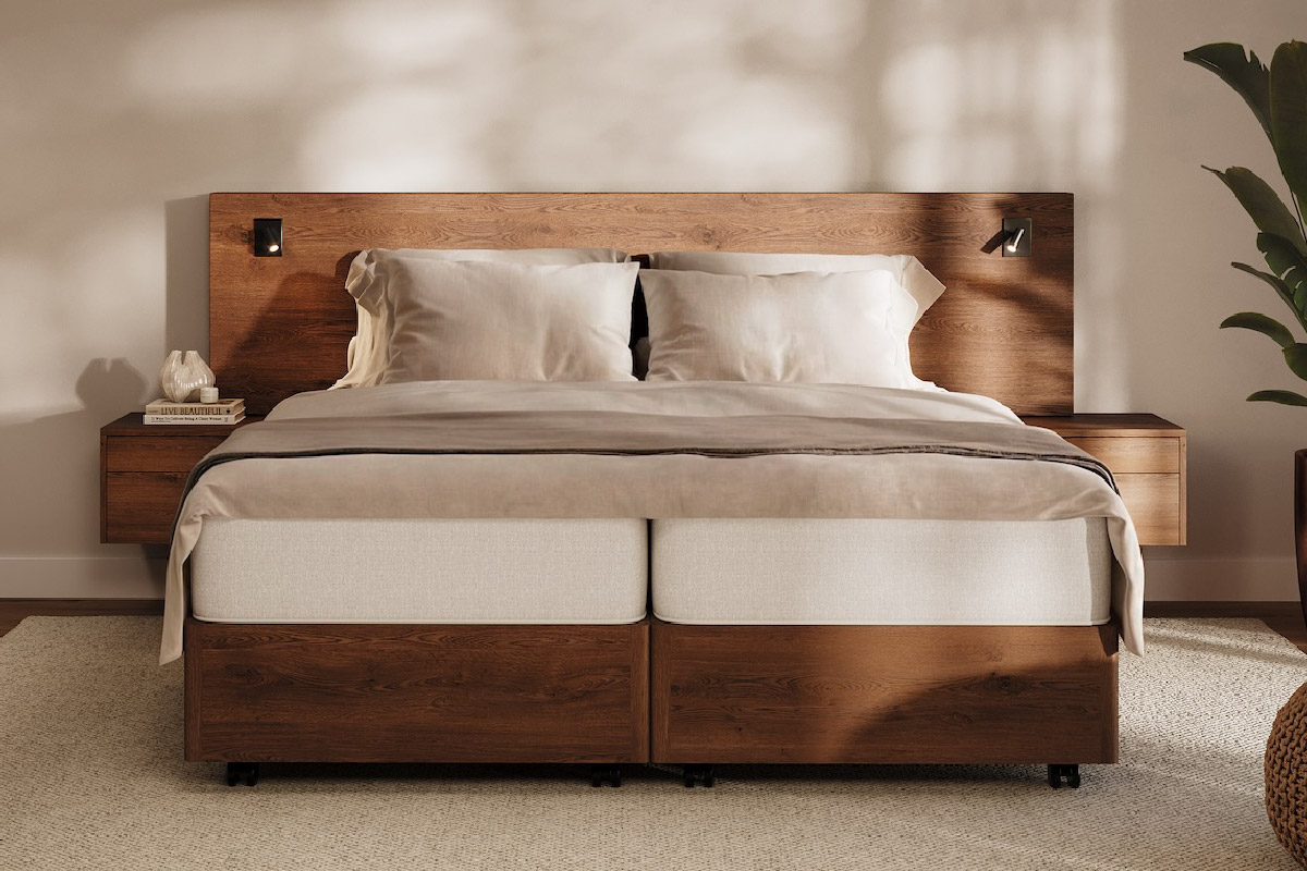 Houten boxspring met warme uitstraling en comfort