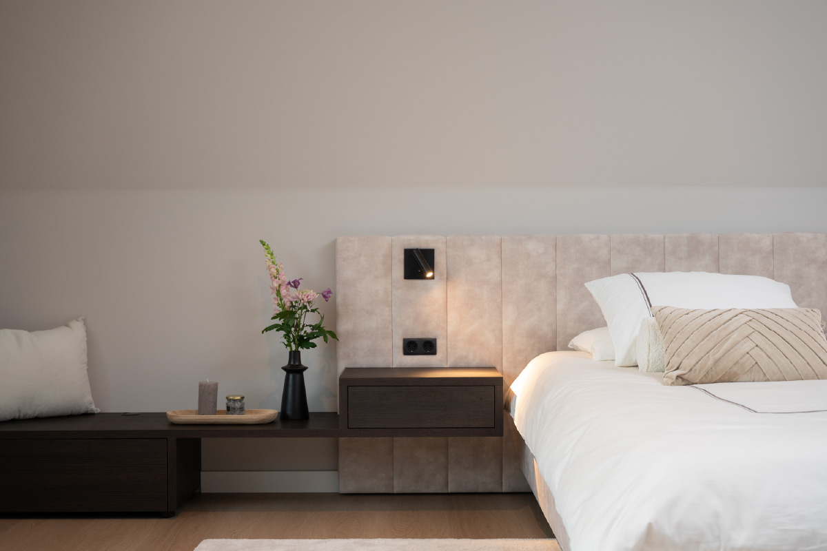 Detail van het stoffendichte achterpaneel