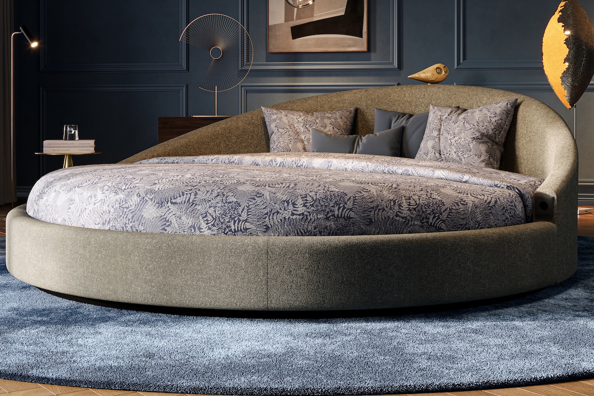 Rond bed Circolo in lichte slaapkamer